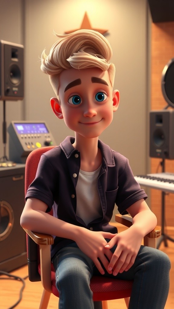 Young Boy in the Recording Studio: A Pixar Adventure