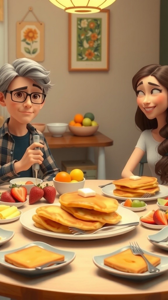Sunny Breakfast Moments with a Cartoon Cat