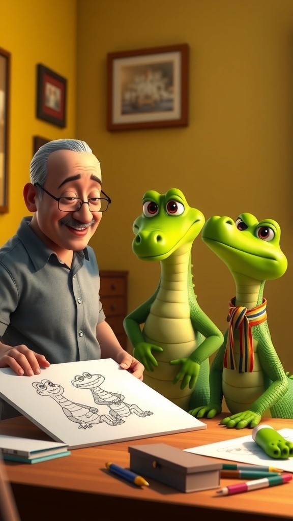 Smiling Alligators in a Lush Outdoor Scene