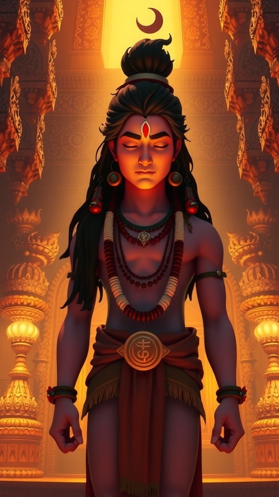 Divine Abhisheka: Lord Shiva in Meditative Serenity
