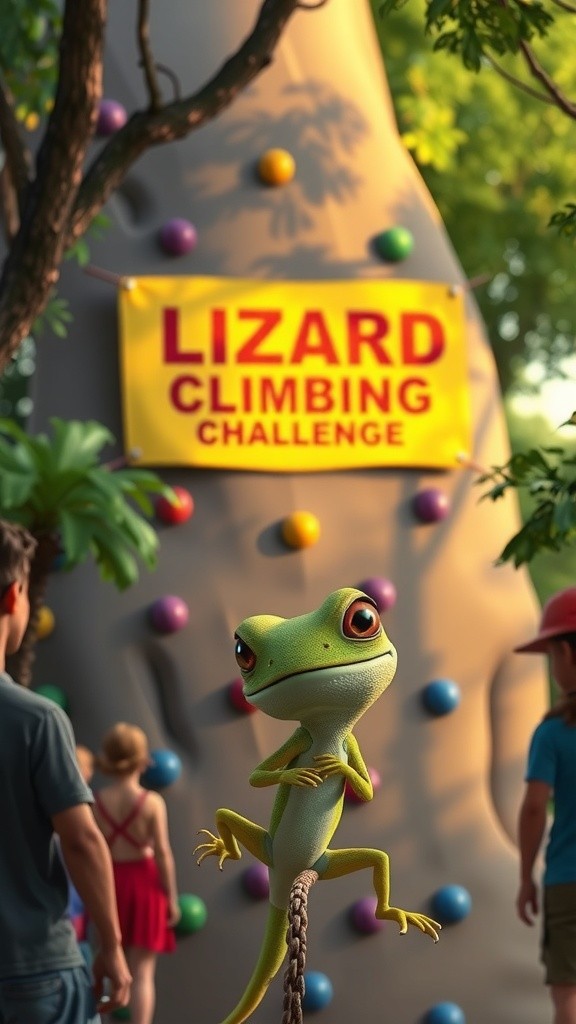 Lizard's Fast Ascent: Colorful Climbing Challenge