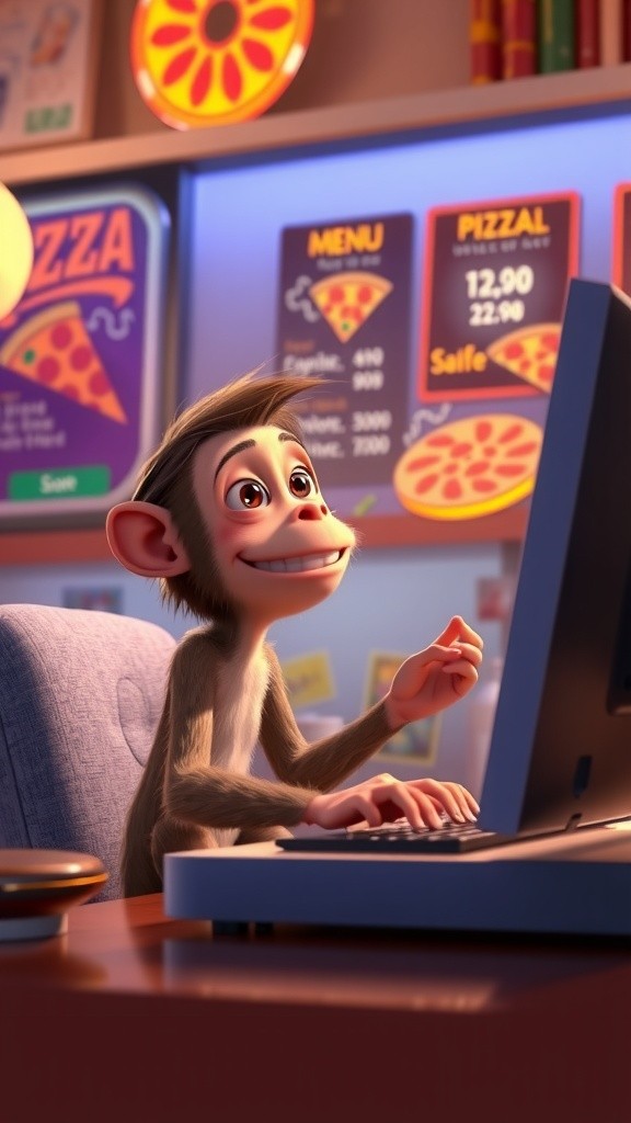 Monkey Beats Kid at Pizza Ordering!