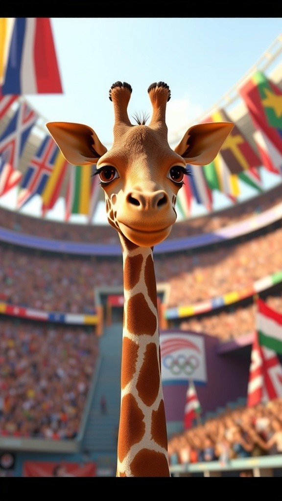 La girafe aux Jeux Olympiques : saut à la corde hilarant!