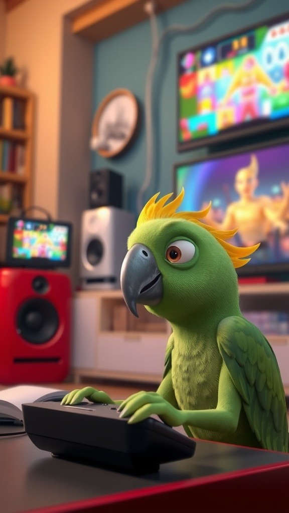 Gaming Buddies: Kid and Parrot's Epic Battles!