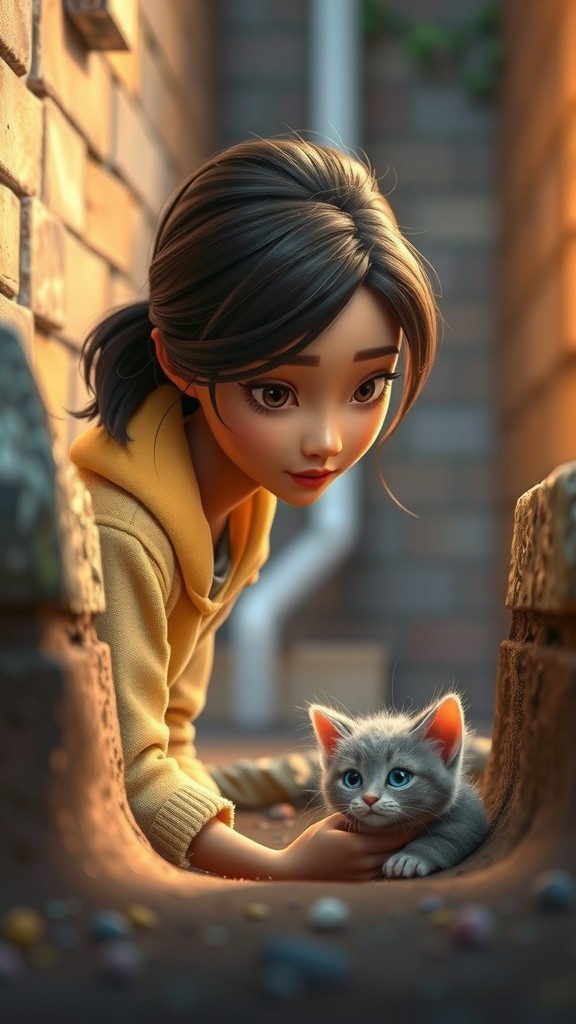 Sinta Menyelamatkan Kucing Kecil dari Got