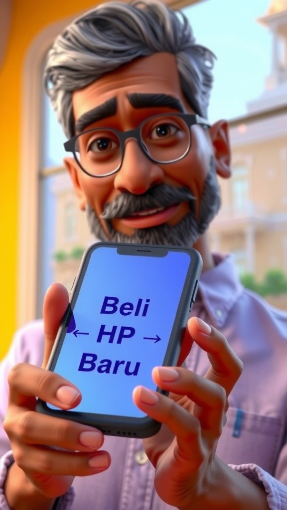 Bapak dan HP Barunya