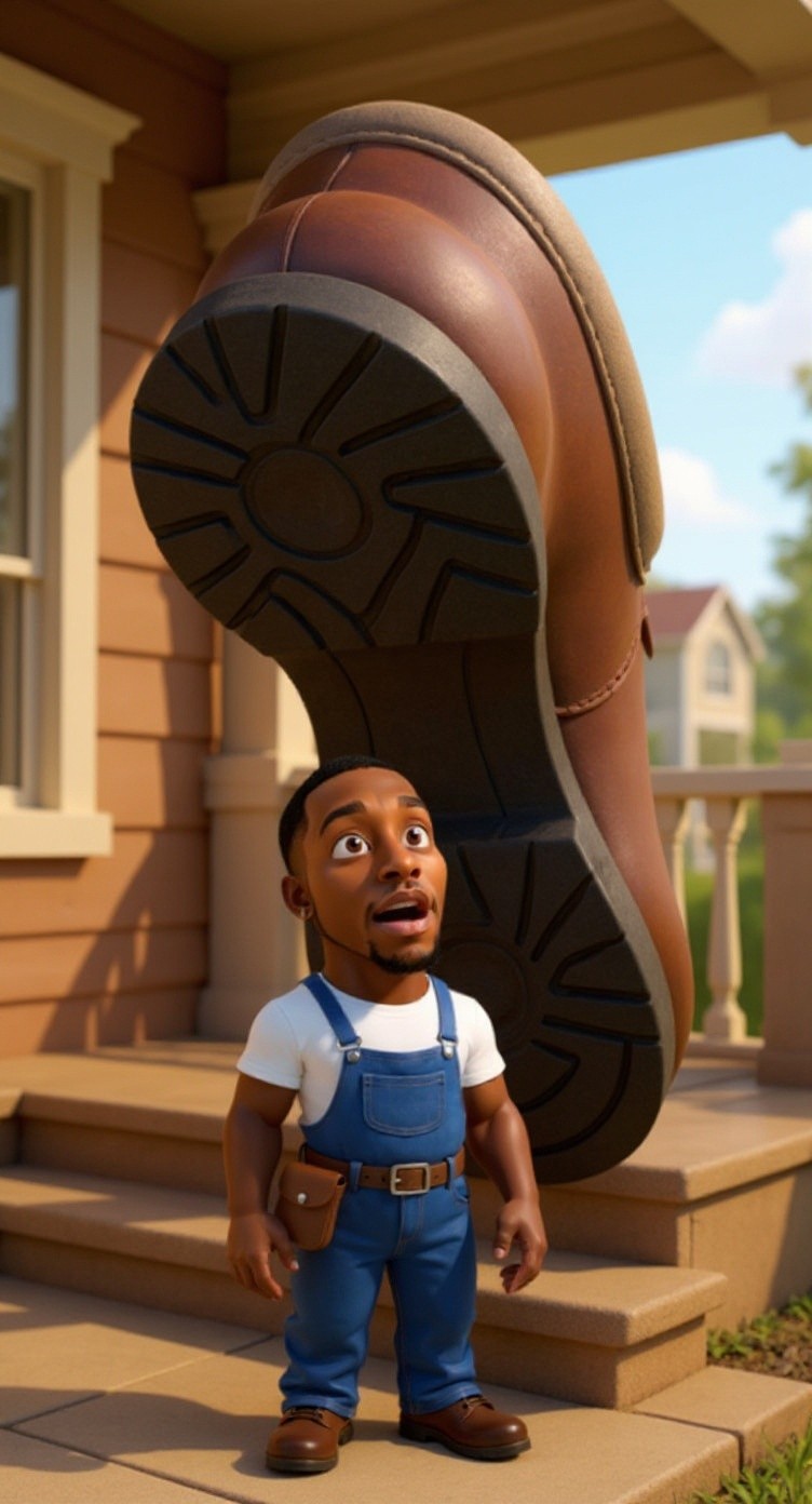 Mini Human Cleaning a Shoe