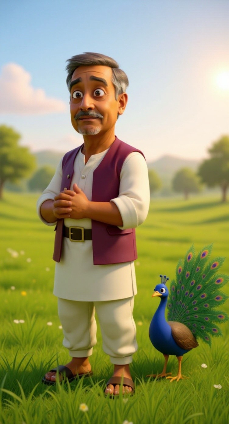 किसान और मोर: मेहनत और खुशी की कहानी