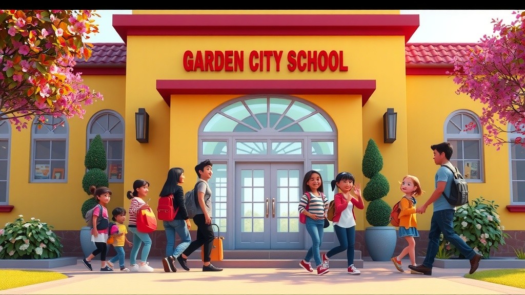 ترحيب المعلمة سارة بطلاب مدرسة Garden City