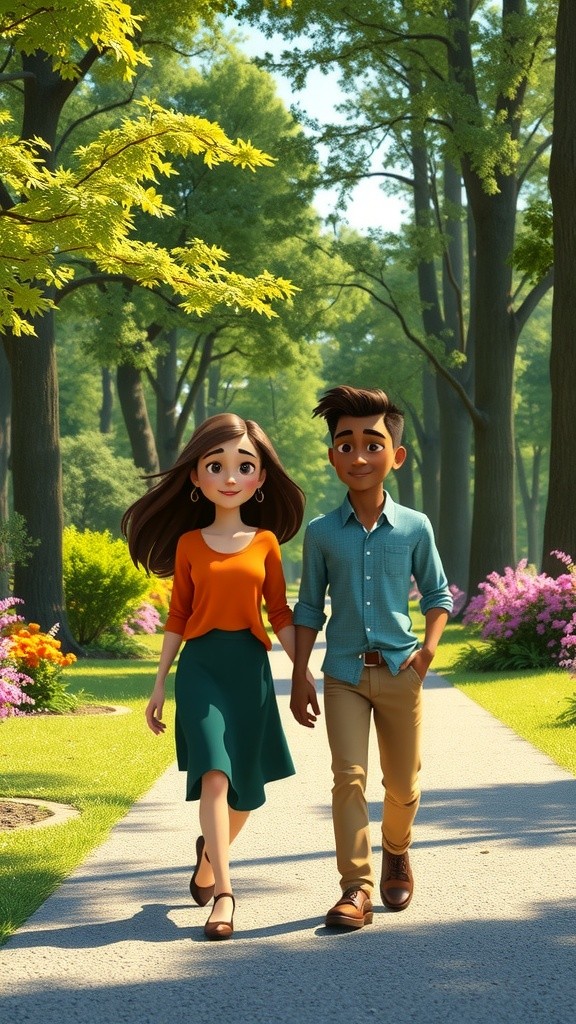 Laughing Together: A Boy and His Girlfriend Strolling