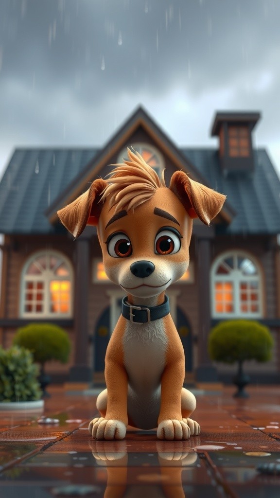 Max, el perrito bajo la lluvia