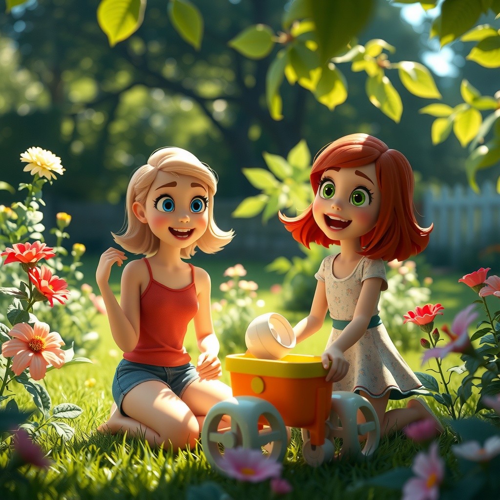 Cute Kids Playing with a Ball in the Garden
