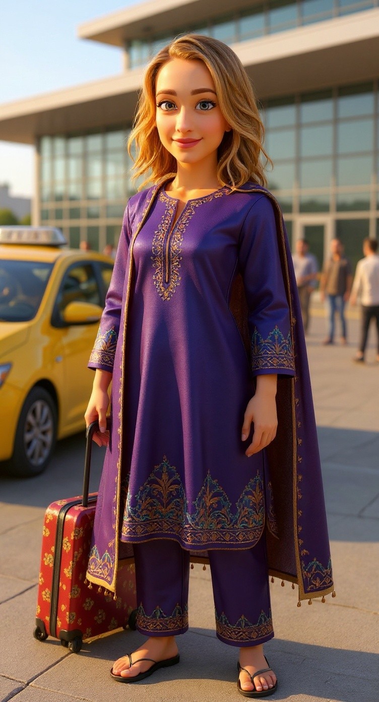 24-Year-Old Russian Girl in Pakistani Dress at Minar e Pakistan