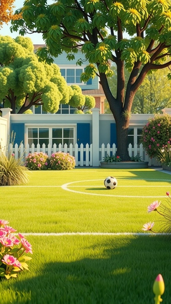 Kids Playing Football in Garden