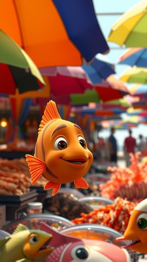 Playful Fish in the Market