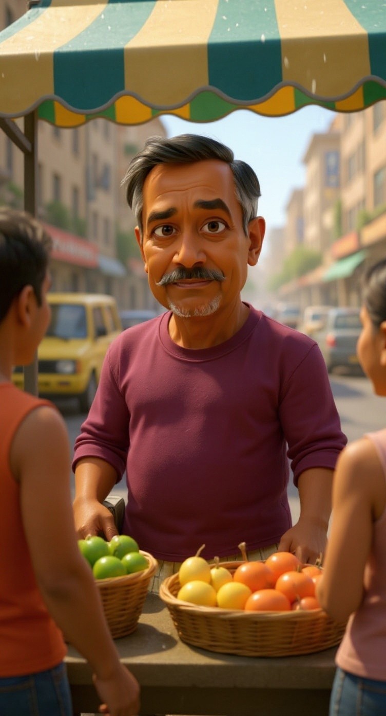 A Rainy Day's Help for the Fruit Seller