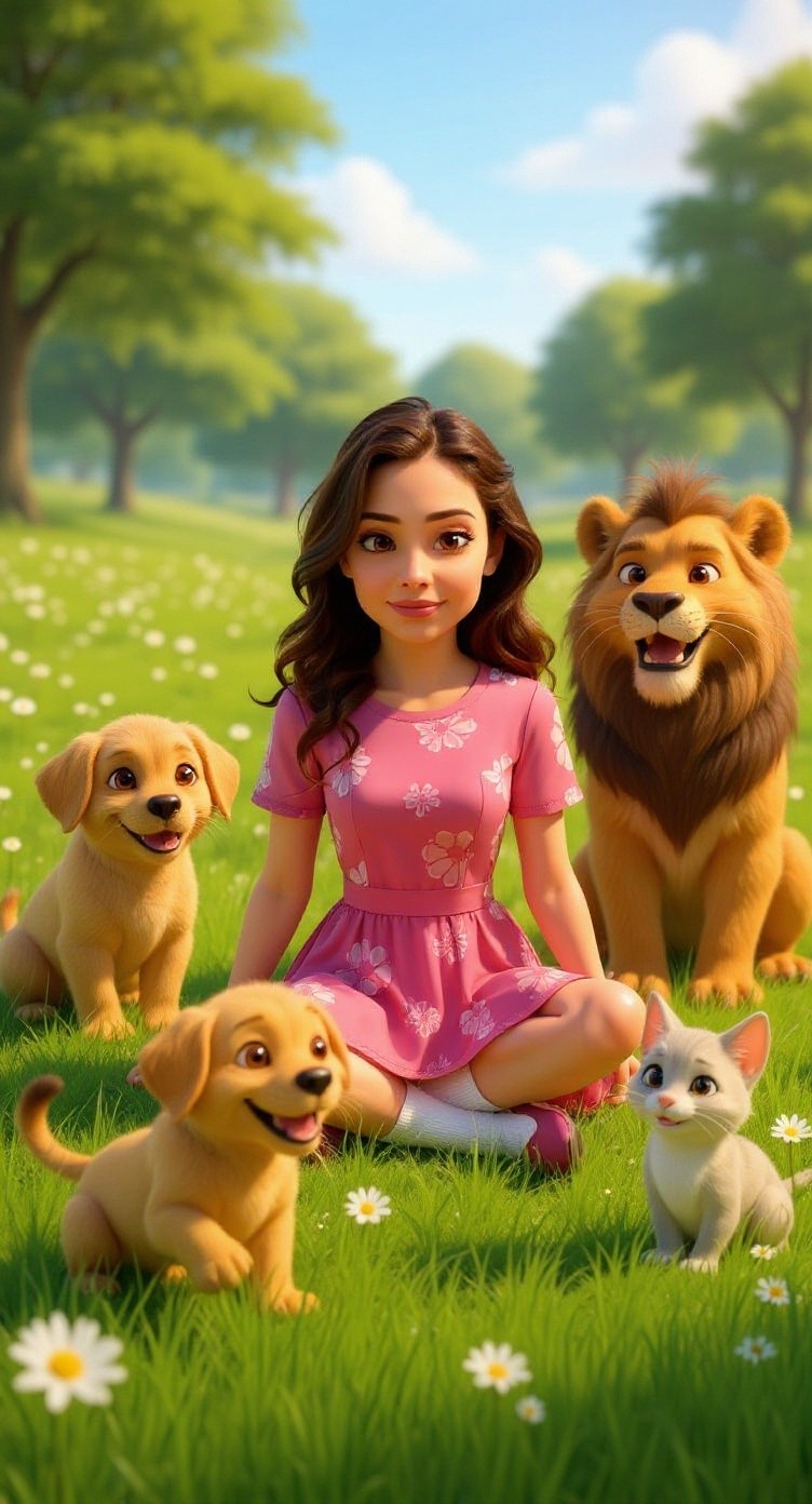 Lily's Adventure with Buddy the Dog, Leo the Lion, and Klo the Cat