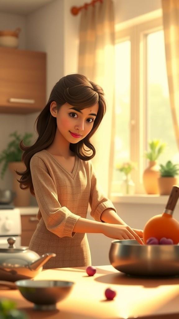 مساعدة هند لأمها في الصباح