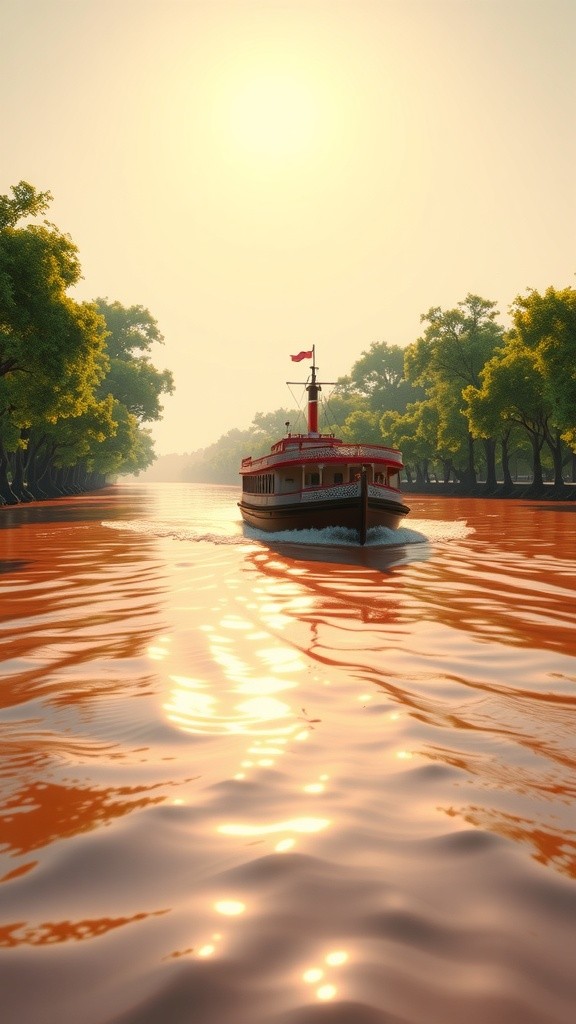 Boat on the River with Passengers