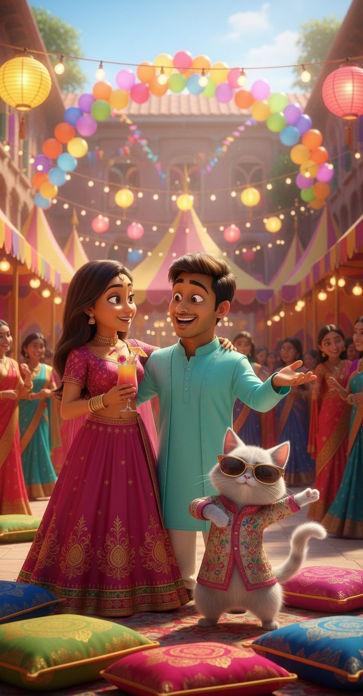 Dancing Cat in Mehndi Fun!