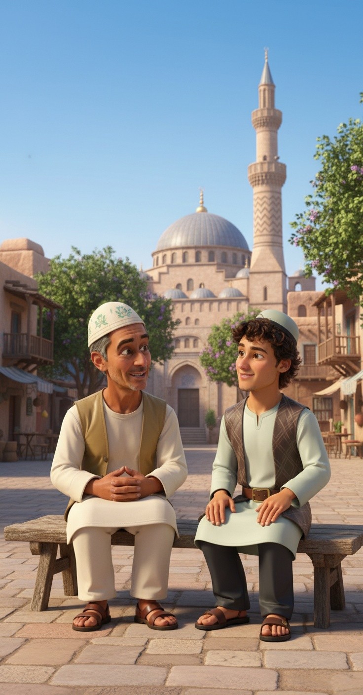 Lecture du Saint Coran devant la mosquée
