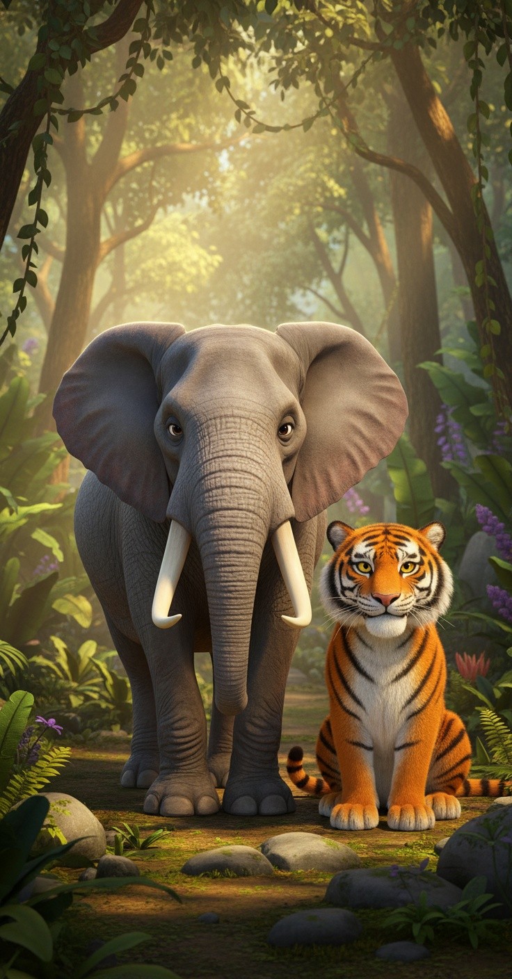 सच्ची ताकत: हाथी और बाघ की कहानी