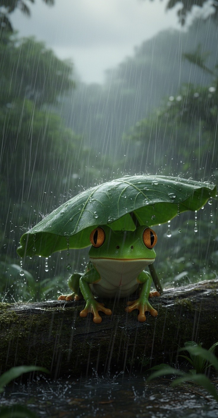 Katak Berani Bermain Hujan