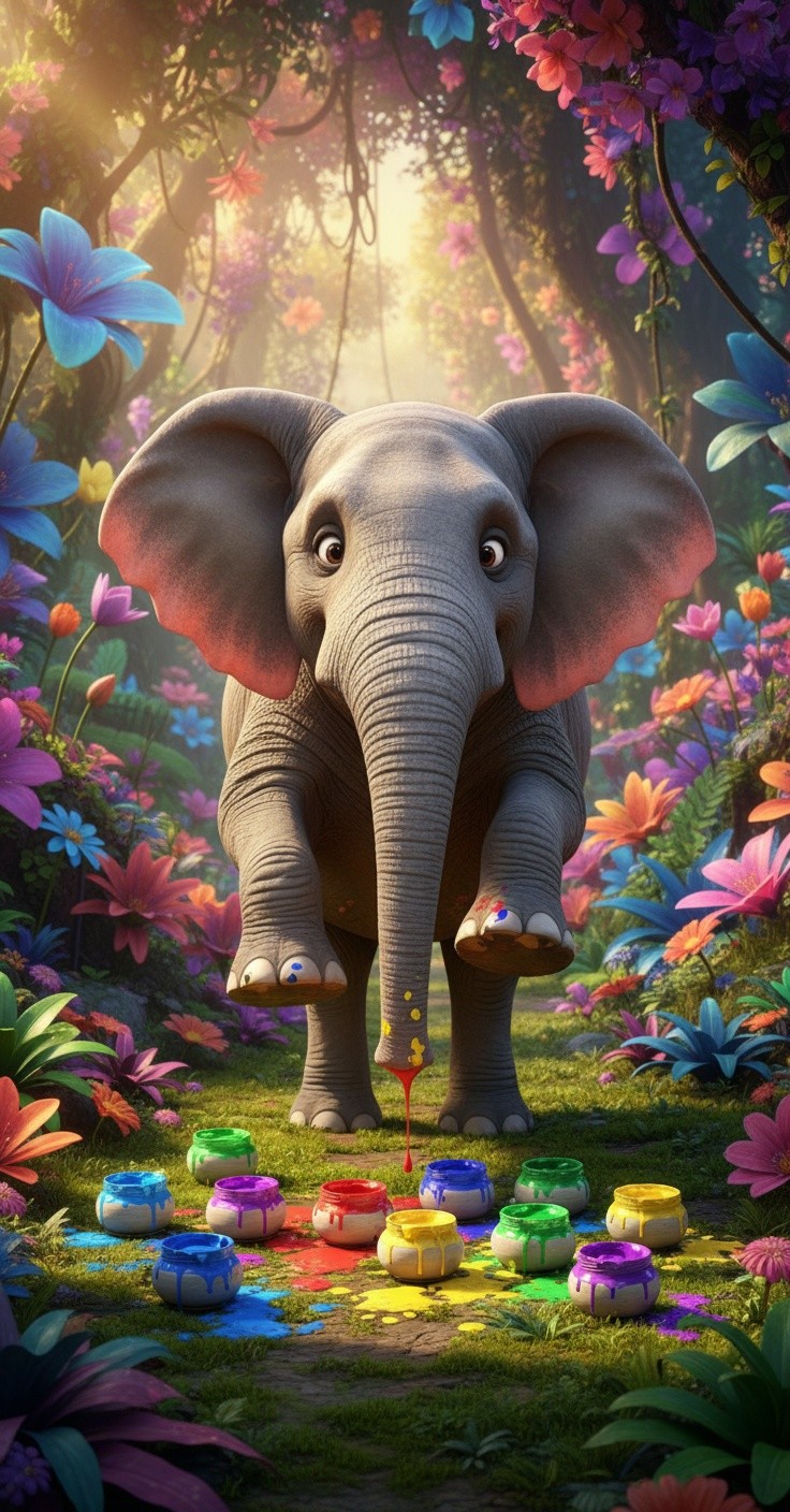 चुन्नू हाथी की रंगीन शरारत