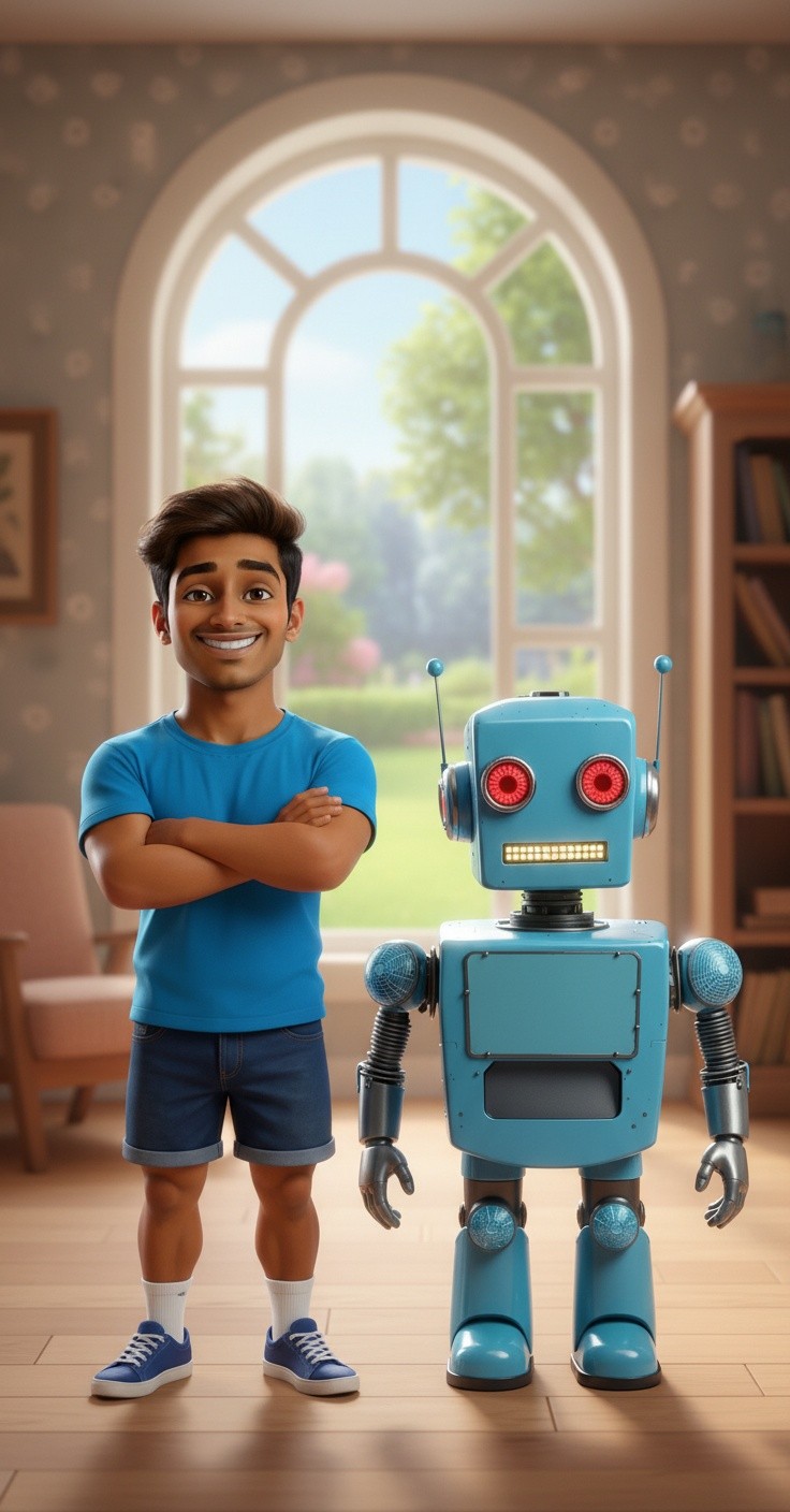 रोबोट की शरारतें और लड़के का हास्य