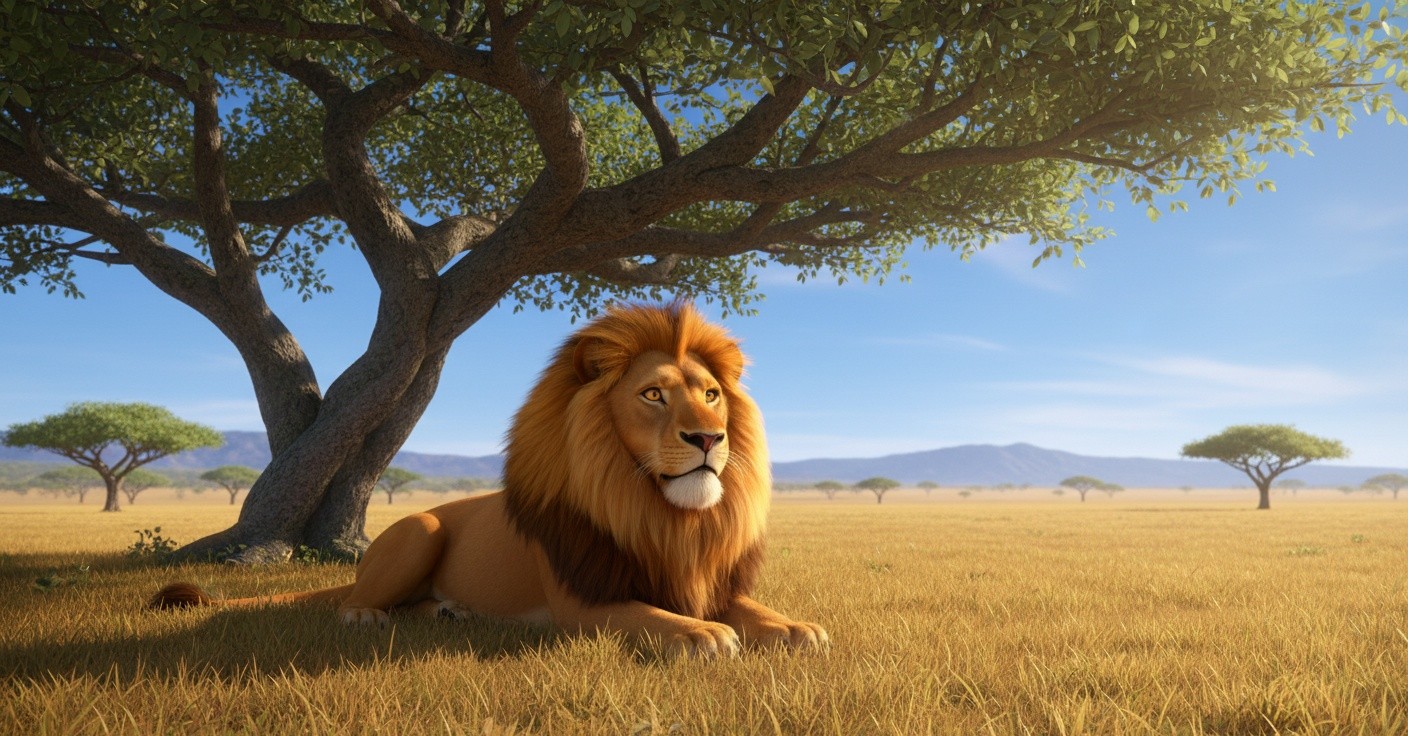 القط العضلات والأسد الضاحك