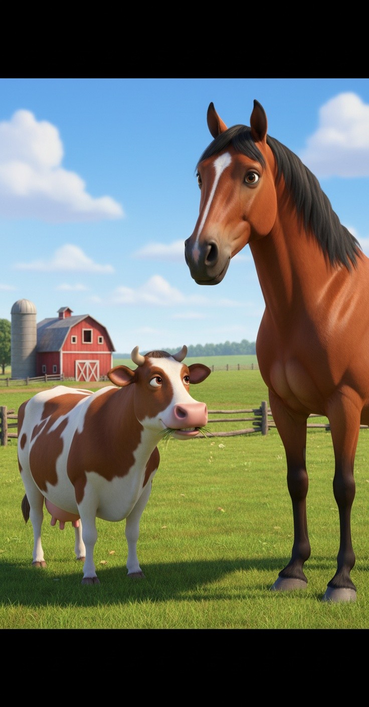 Friendship in the Fields: The Cow and the Horse