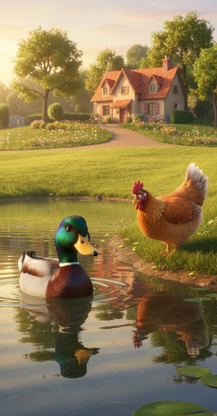 बतख और मुर्गी की कहानी: संतोष की सीख