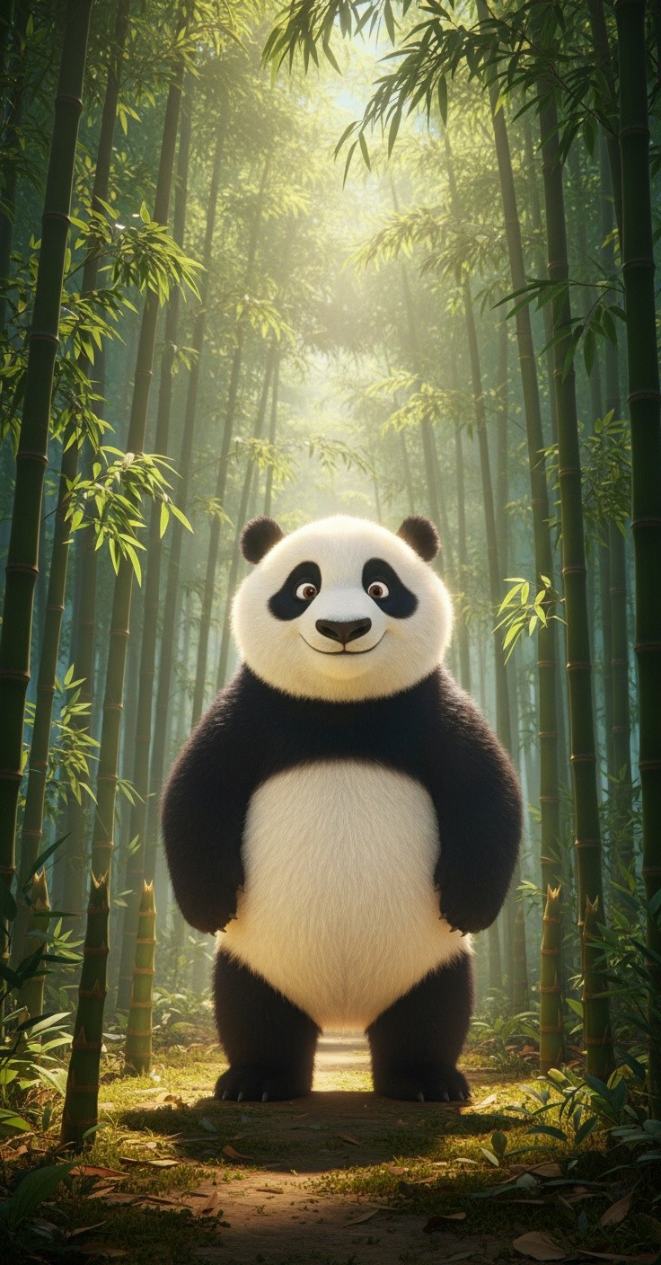 Cute Pandas Playing and Eating Bamboo