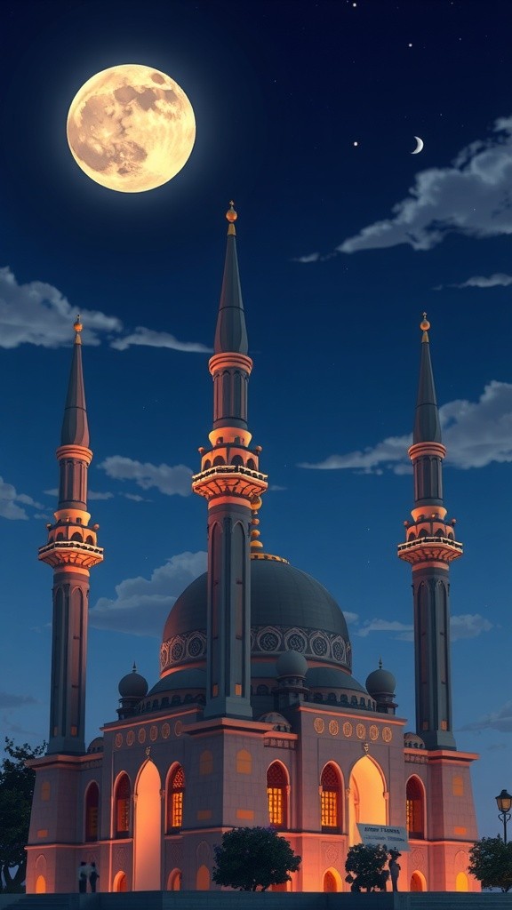Serenity of the Moonlit Grand Mosque