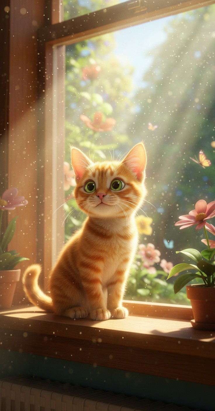 A Beautiful Cat Playing with Her Family