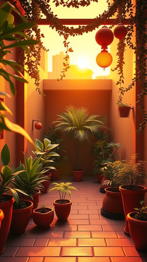 Joyful Moments in a Cozy Courtyard: A Mother Cat and Her Kittens