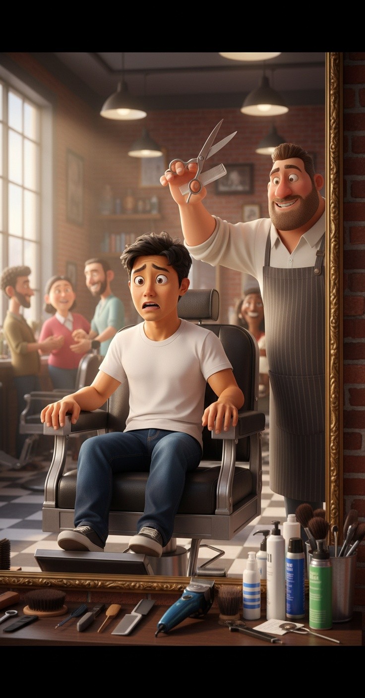 Semangat Lima Bocah Cukur Rambut