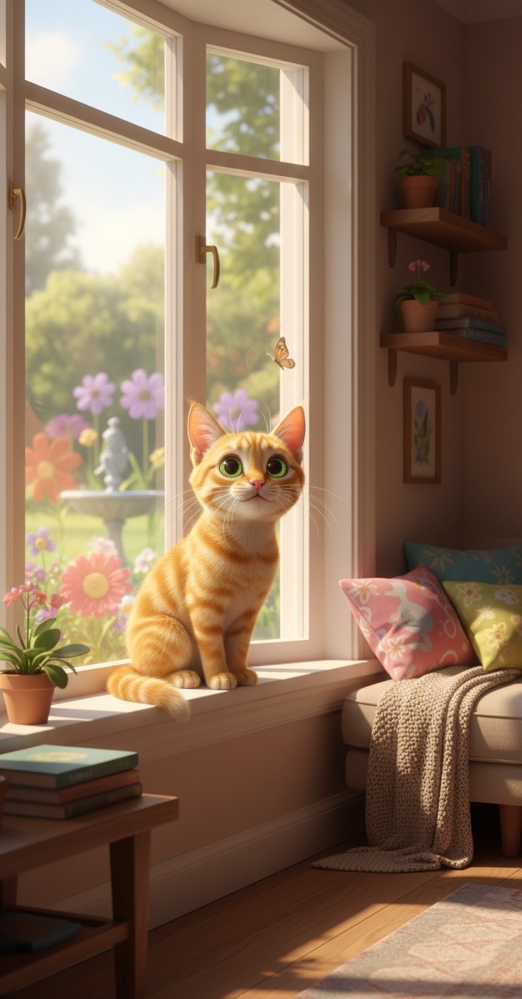 Kucing yang Mengidam Ikan Melalui Jendela