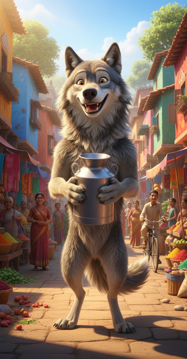 The Milkman Wolf's Colorful Village Adventure