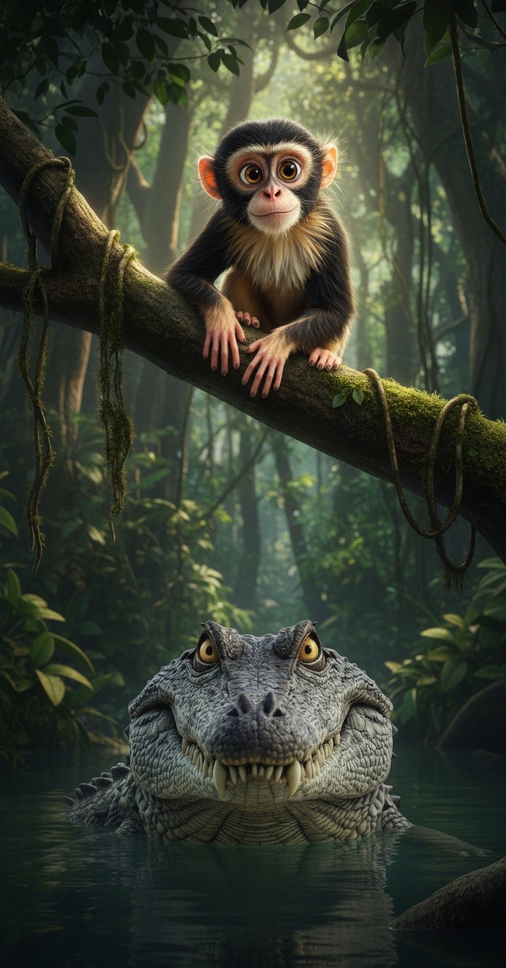 چالاک بندر اور لالچی مگرمچھ کی کہانی