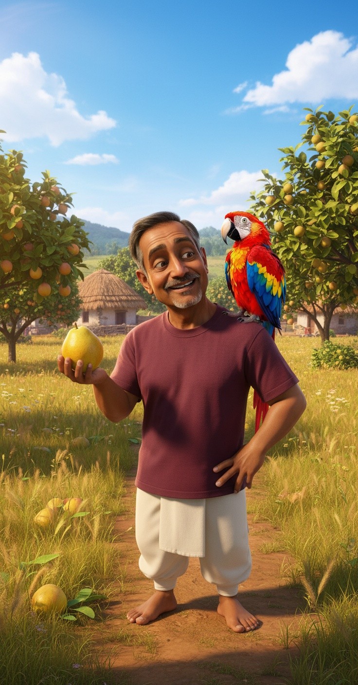 किसान और मोर की अमरूद की कहानी