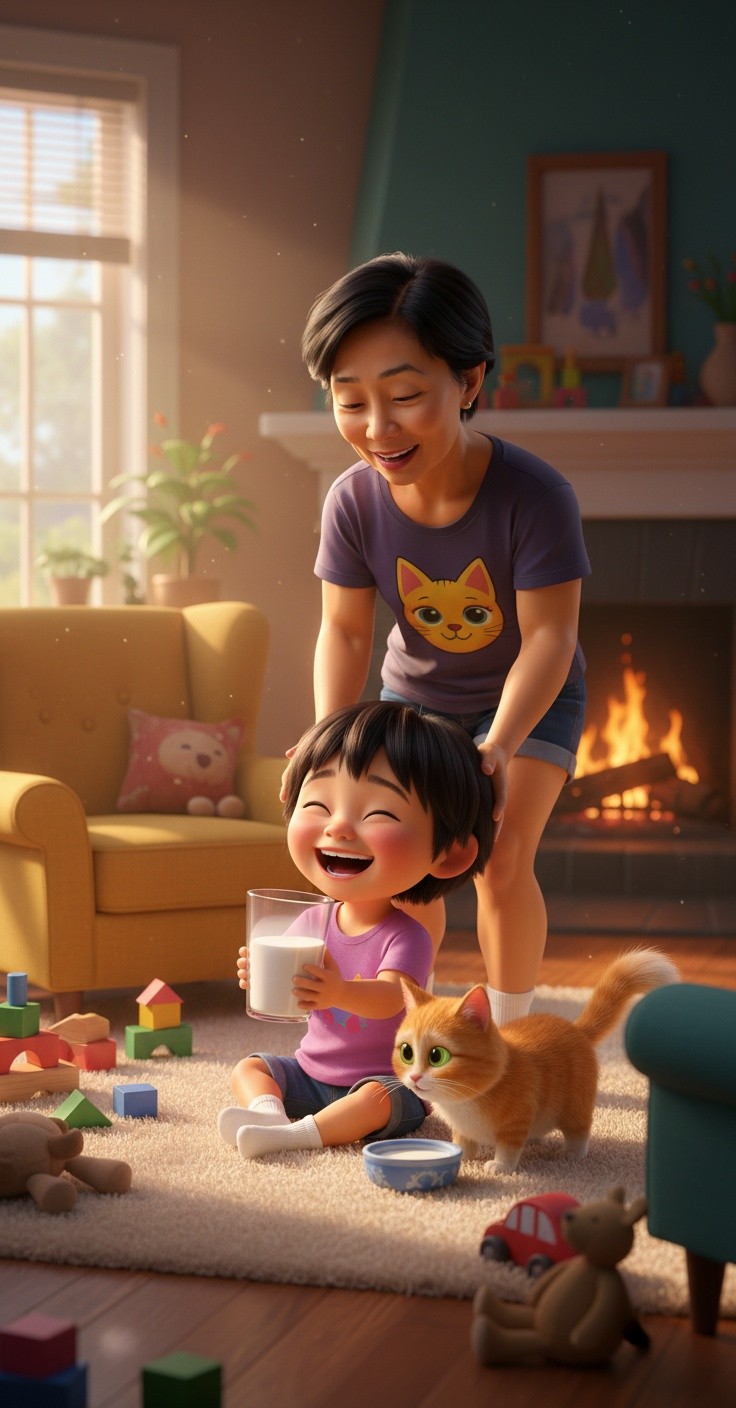 Kucing dan Susu: Aksi Lucu Anak-anak!