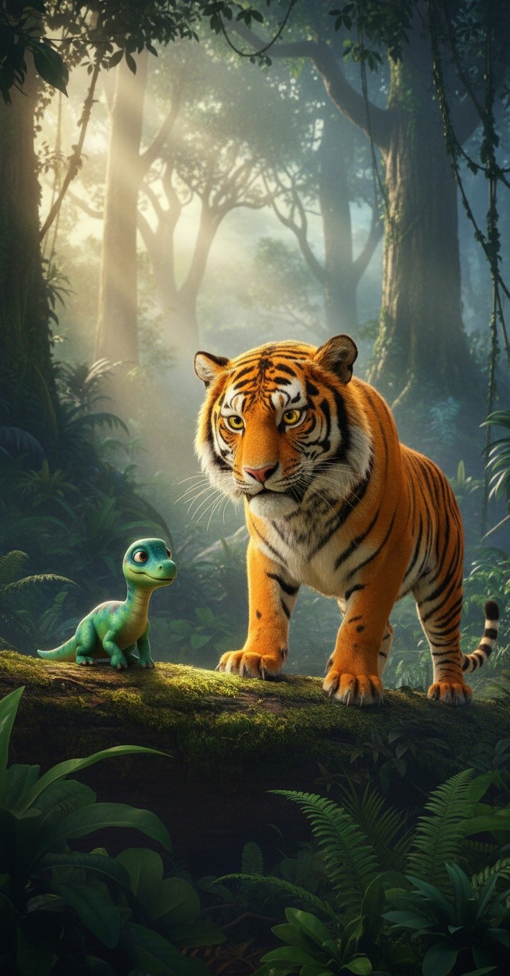 The Tiger and the Dinosaur: Unlikely Friends