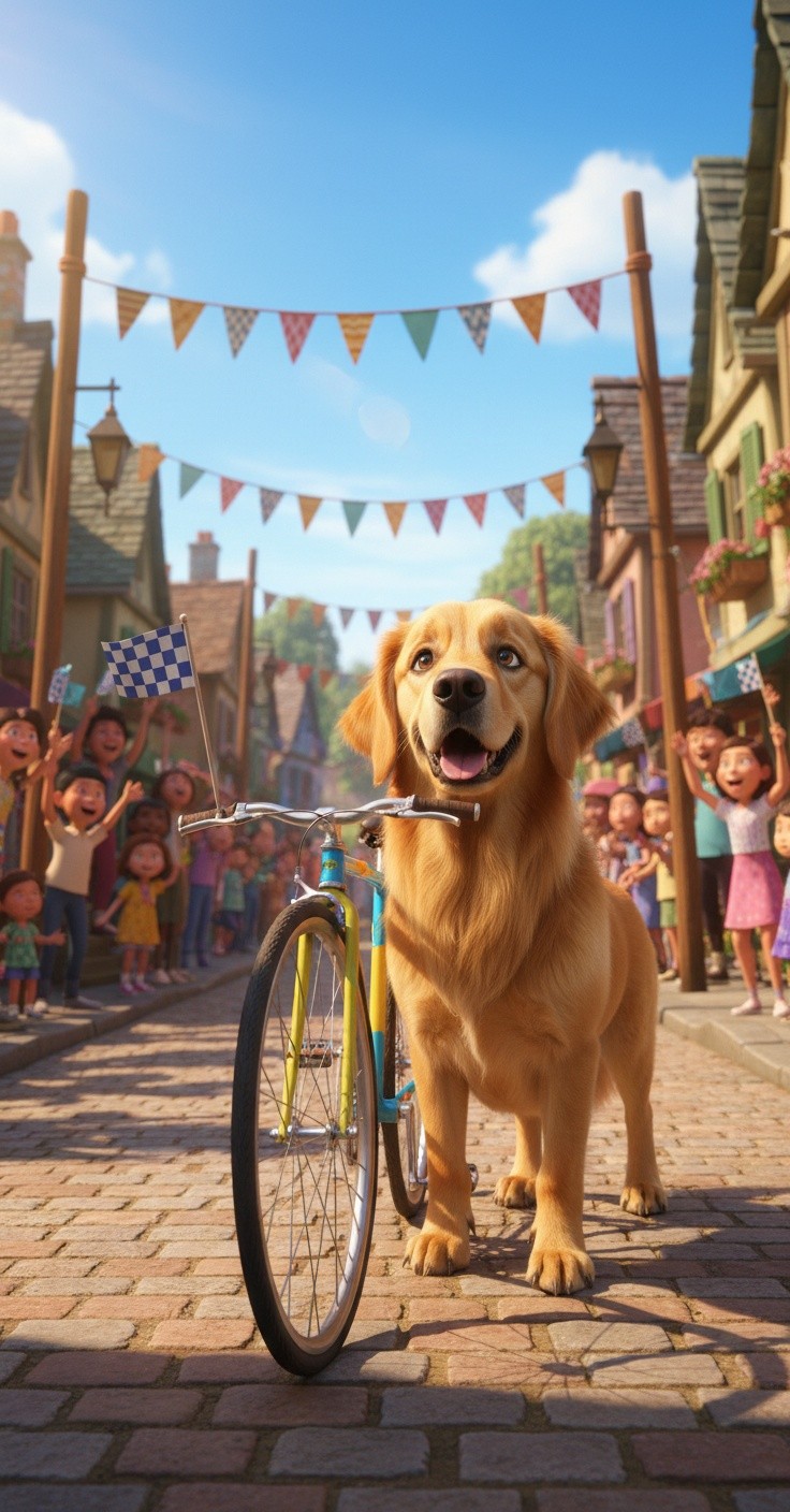 Anjing Santai di Lomba Sepeda!