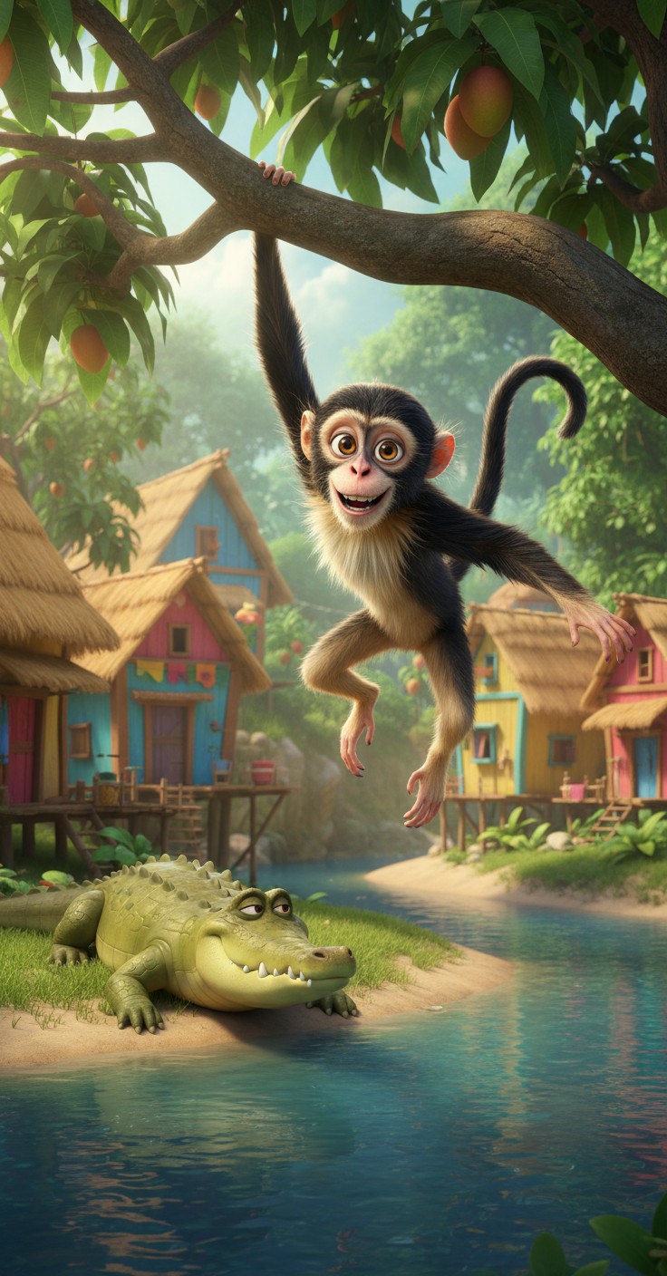 चालाक बंदर और मगरमच्छ की कहानी