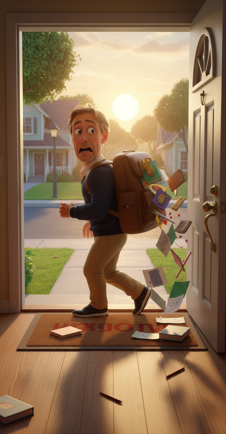 The Boy Struggling to School with His Heavy Bag