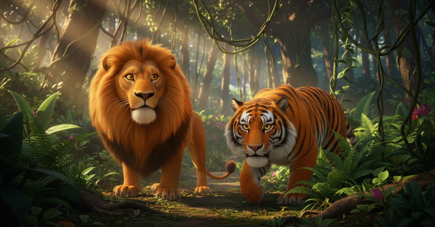 जंगल का राजा: शेर और बाघ की चुनौती