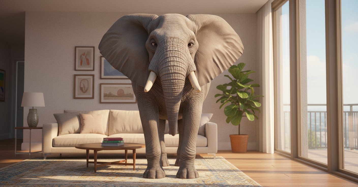 Heartfelt Connections: Oversized Elephants in Cozy Living Rooms