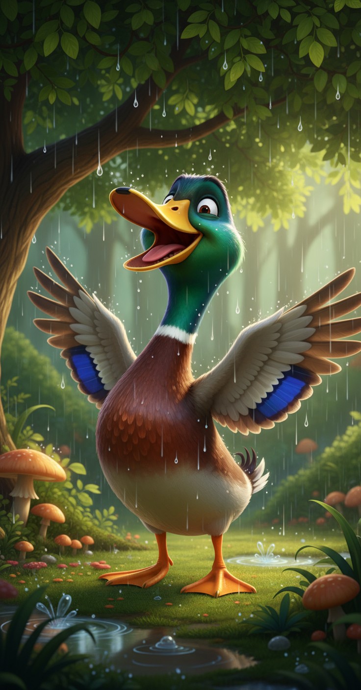 Goku's Rain Dance with Adorable Duck