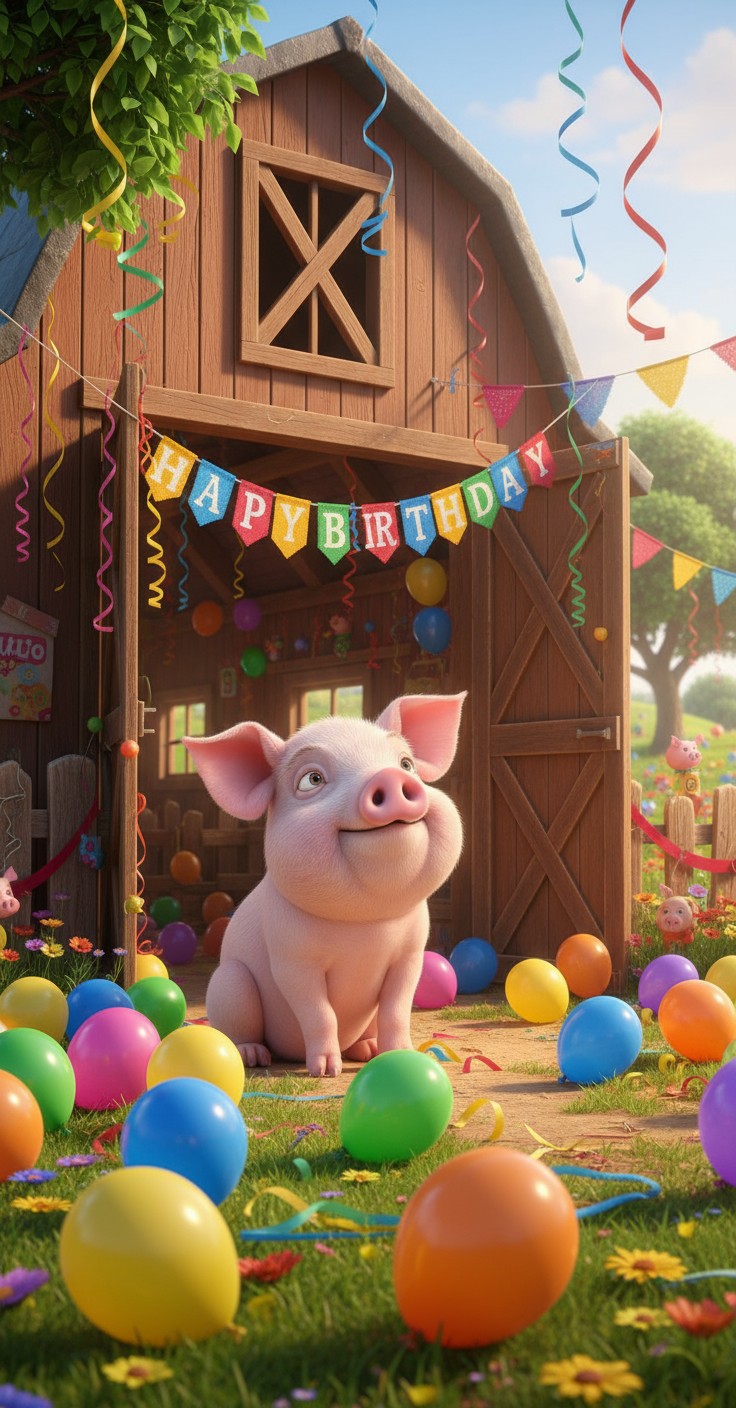 Pig Birthday Party Bash: A Colorful Cartoon Adventure!